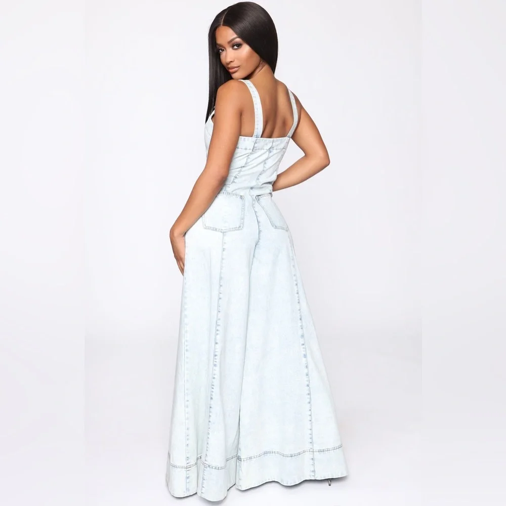 Fashion Nova‎ Light Blue Denim Overalls